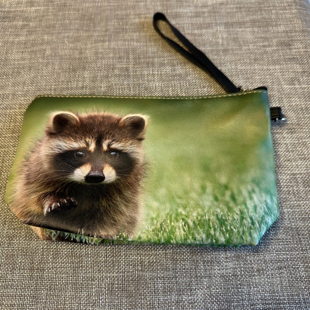 Cute Baby Raccoon pencil bag, makeup bag, or misc. bag.  New, no tags.